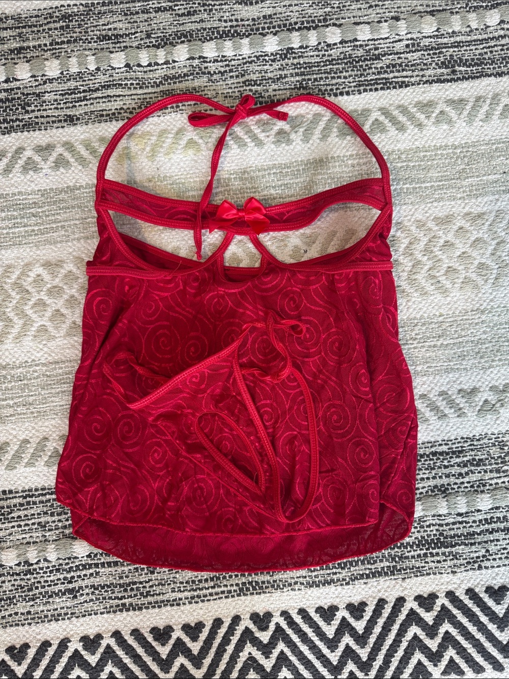 Red Lace Chemise & Thong Set - Women's Intimates